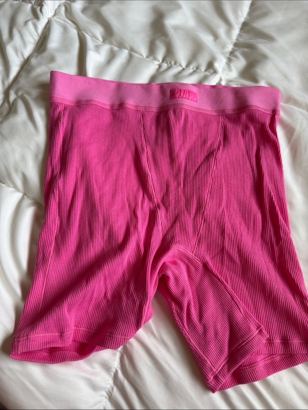 SKIMS Hot Pink Ribbed Shorts